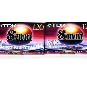TDK 120MP 8mm 120 Minute Premium Camcorder Video Tapes Lot Of 2 New & Sealed